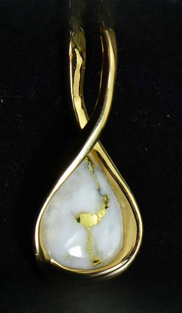 Gold Quartz Pendant "Orocal" PN628QX Genuine Hand Crafted Jewelry - 14K Gold Yellow Gold Casting