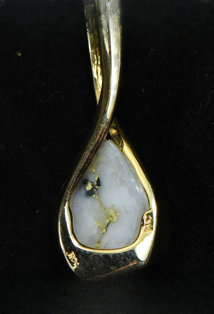Gold Quartz Pendant "Orocal" PN628QX Genuine Hand Crafted Jewelry - 14K Gold Yellow Gold Casting