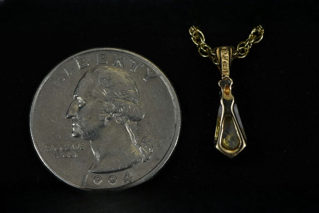 Gold Quartz Pendant "Orocal" PN641D4QX Genuine Hand Crafted Jewelry - 14K Gold Yellow Gold Casting