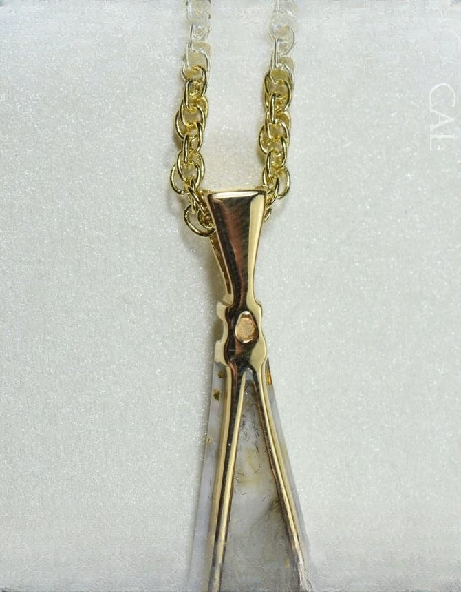 Gold Quartz Pendant "Orocal" PN642D4QX Genuine Hand Crafted Jewelry - 14K Gold Yellow Gold Casting