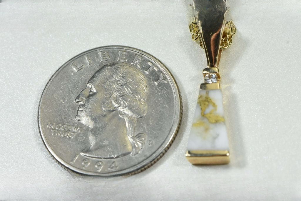 Gold Quartz Pendant "Orocal" PN642D4QX Genuine Hand Crafted Jewelry - 14K Gold Yellow Gold Casting