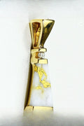 Gold Quartz Pendant "Orocal" PN642D4QX Genuine Hand Crafted Jewelry - 14K Gold Yellow Gold Casting