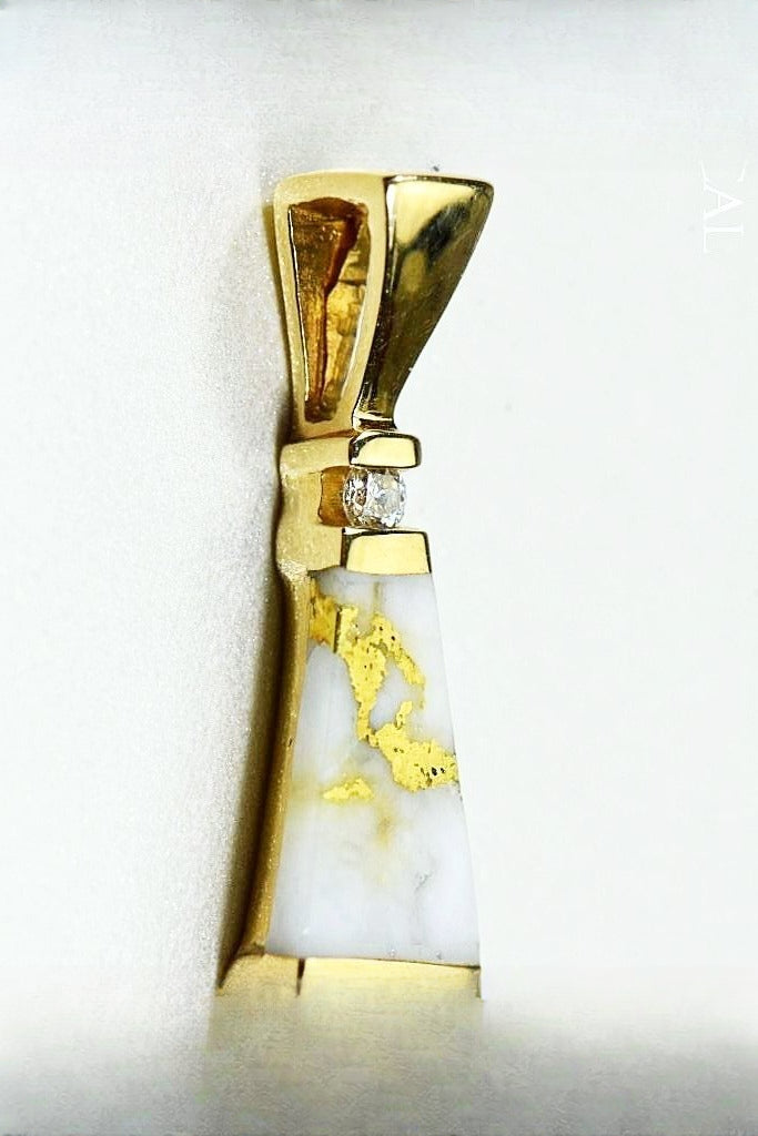 Gold Quartz Pendant "Orocal" PN642D4QX Genuine Hand Crafted Jewelry - 14K Gold Yellow Gold Casting