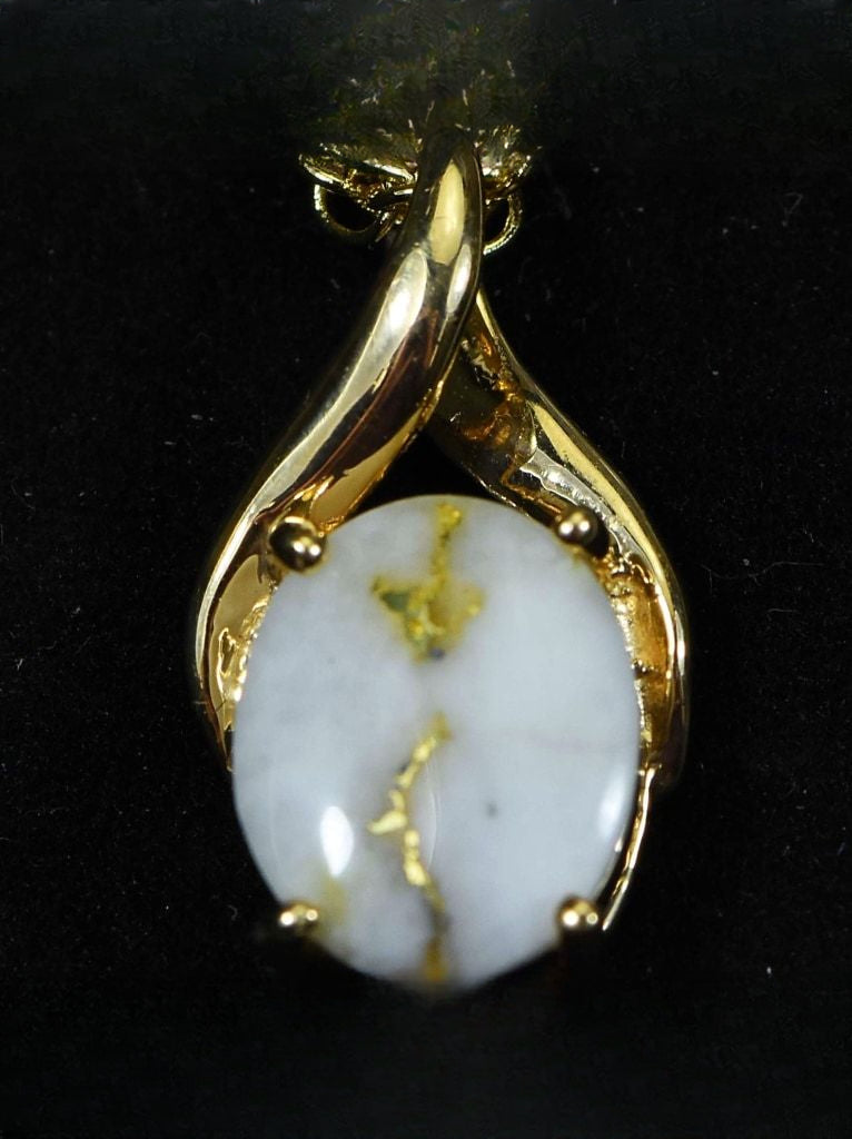 Gold Quartz Pendant "Orocal" PN752QX Genuine Hand Crafted Jewelry - 14K Gold Yellow Gold Casting