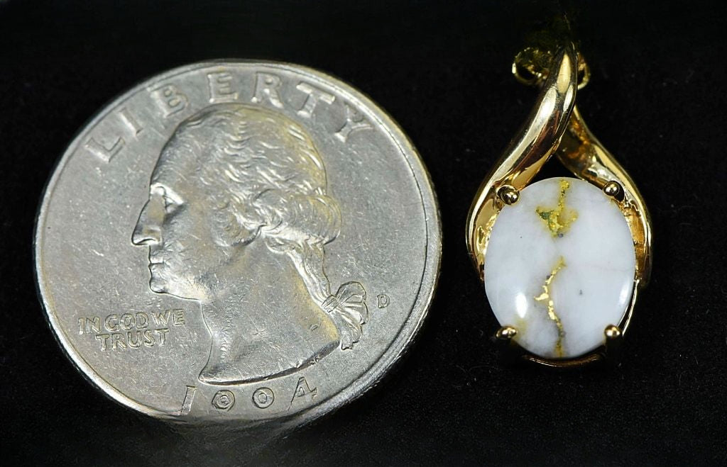 Gold Quartz Pendant "Orocal" PN752QX Genuine Hand Crafted Jewelry - 14K Gold Yellow Gold Casting