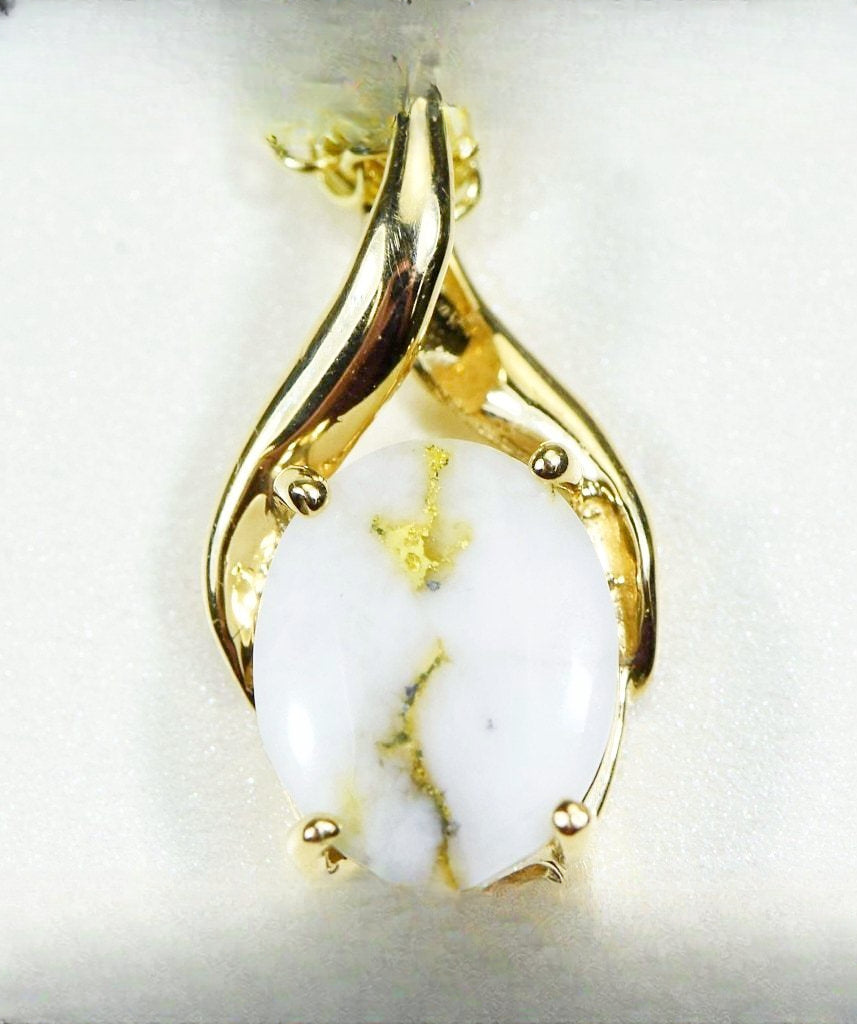 Gold Quartz Pendant "Orocal" PN752QX Genuine Hand Crafted Jewelry - 14K Gold Yellow Gold Casting