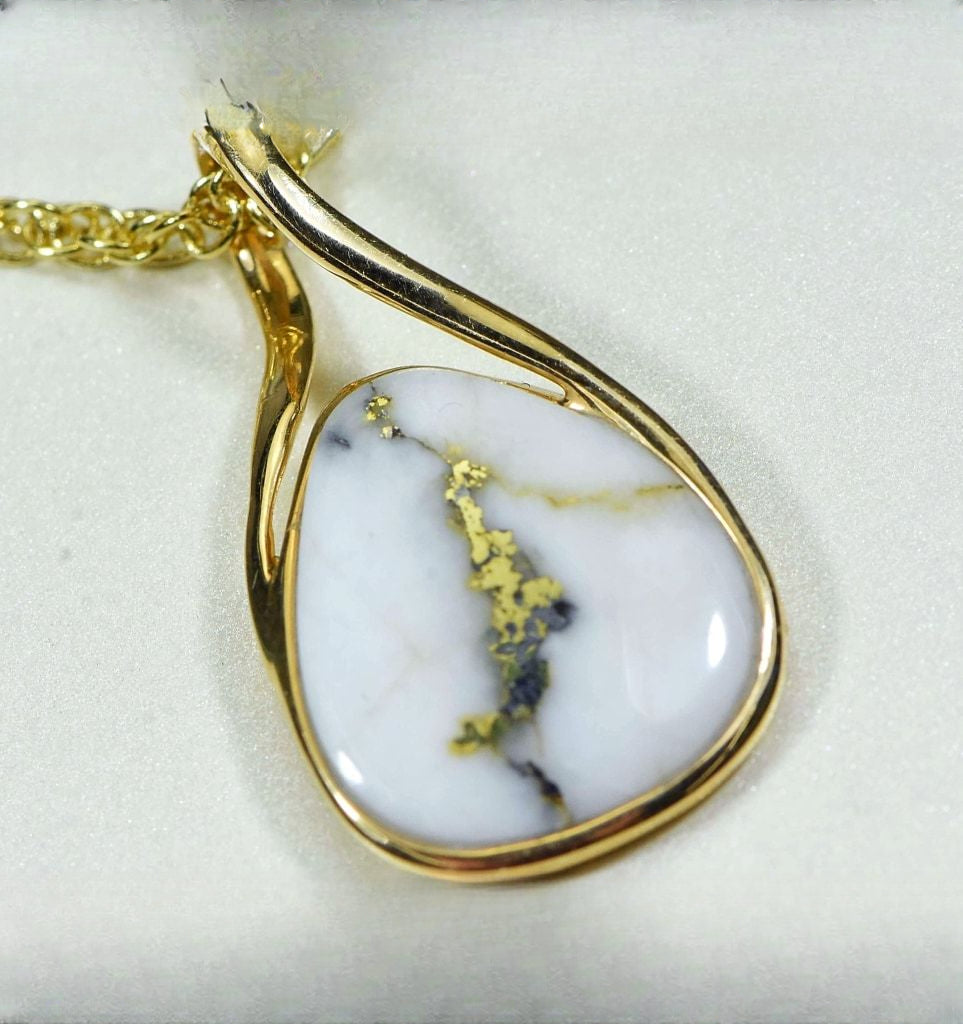 Gold Quartz Pendant "Orocal" PN767QX Genuine Hand Crafted Jewelry - 14K Gold Yellow Gold Casting