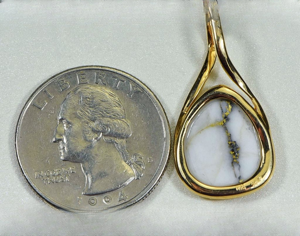 Gold Quartz Pendant "Orocal" PN767QX Genuine Hand Crafted Jewelry - 14K Gold Yellow Gold Casting