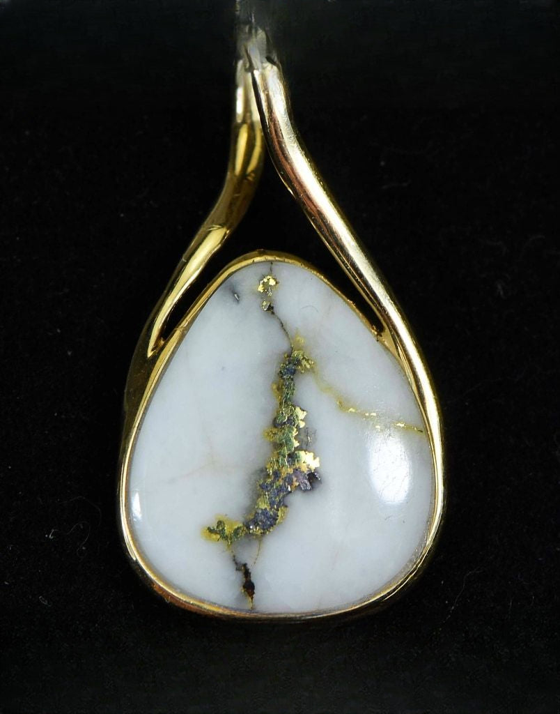Gold Quartz Pendant "Orocal" PN767QX Genuine Hand Crafted Jewelry - 14K Gold Yellow Gold Casting