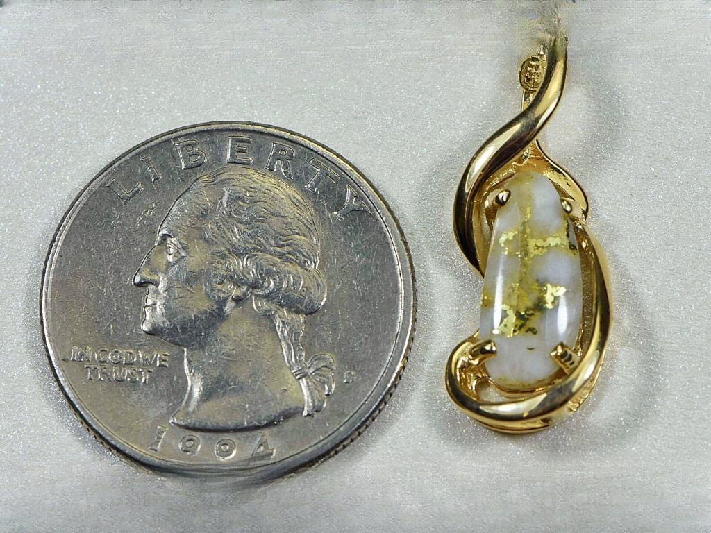 Gold Quartz Pendant "Orocal" PN784QX Genuine Hand Crafted Jewelry - 14K Gold Yellow Gold Casting