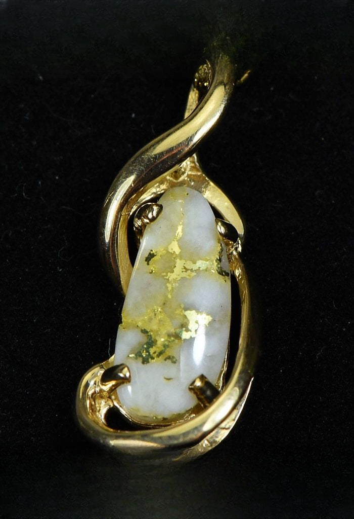 Gold Quartz Pendant "Orocal" PN784QX Genuine Hand Crafted Jewelry - 14K Gold Yellow Gold Casting