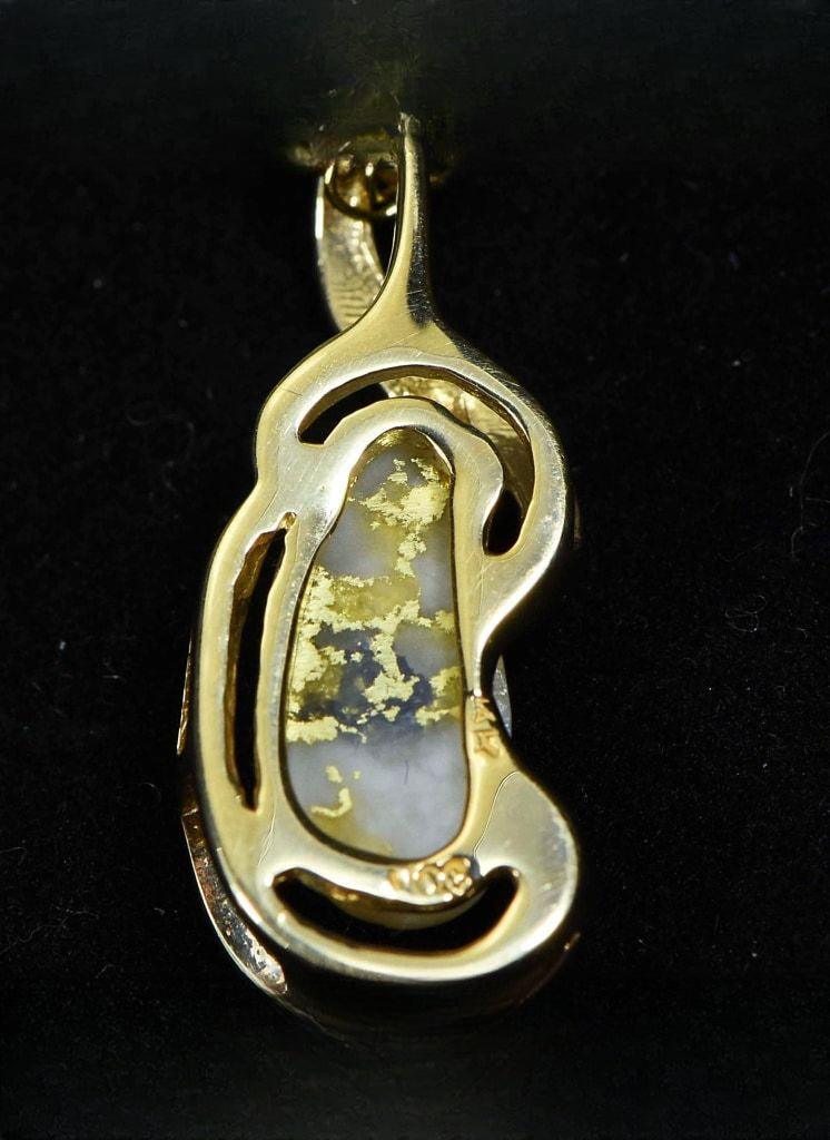Gold Quartz Pendant "Orocal" PN784QX Genuine Hand Crafted Jewelry - 14K Gold Yellow Gold Casting