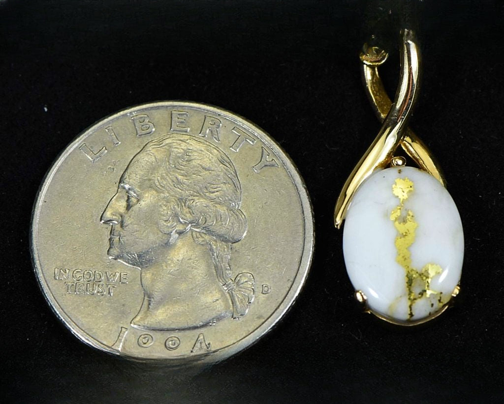 Gold Quartz Pendant "Orocal" PN794QX Genuine Hand Crafted Jewelry - 14K Gold Yellow Gold Casting