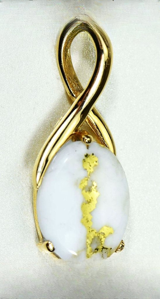 Gold Quartz Pendant "Orocal" PN794QX Genuine Hand Crafted Jewelry - 14K Gold Yellow Gold Casting