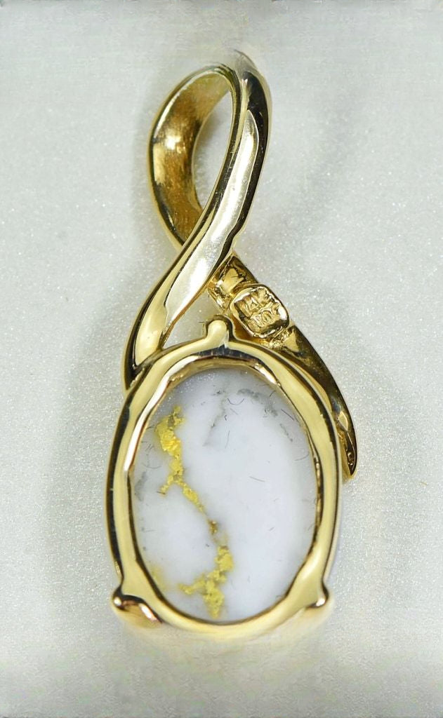 Gold Quartz Pendant "Orocal" PN794QX Genuine Hand Crafted Jewelry - 14K Gold Yellow Gold Casting