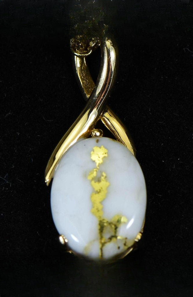 Gold Quartz Pendant "Orocal" PN794QX Genuine Hand Crafted Jewelry - 14K Gold Yellow Gold Casting