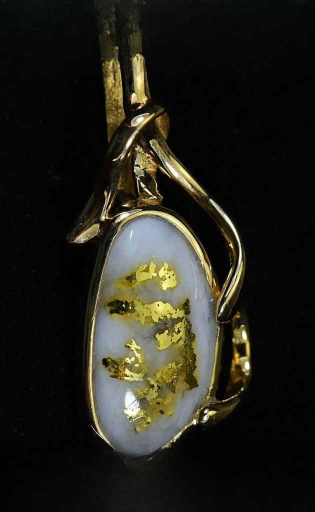 Gold Quartz Pendant "Orocal" PN866QX Genuine Hand Crafted Jewelry - 14K Gold Yellow Gold Casting