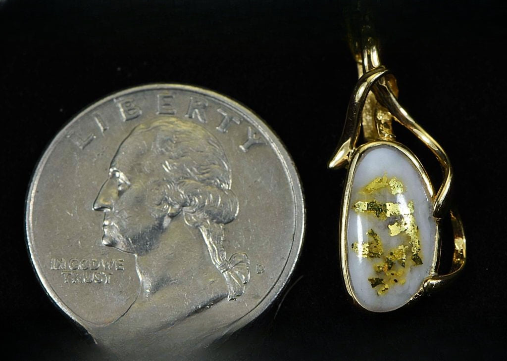 Gold Quartz Pendant "Orocal" PN866QX Genuine Hand Crafted Jewelry - 14K Gold Yellow Gold Casting