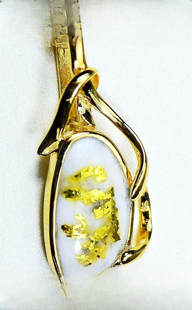 Gold Quartz Pendant "Orocal" PN866QX Genuine Hand Crafted Jewelry - 14K Gold Yellow Gold Casting