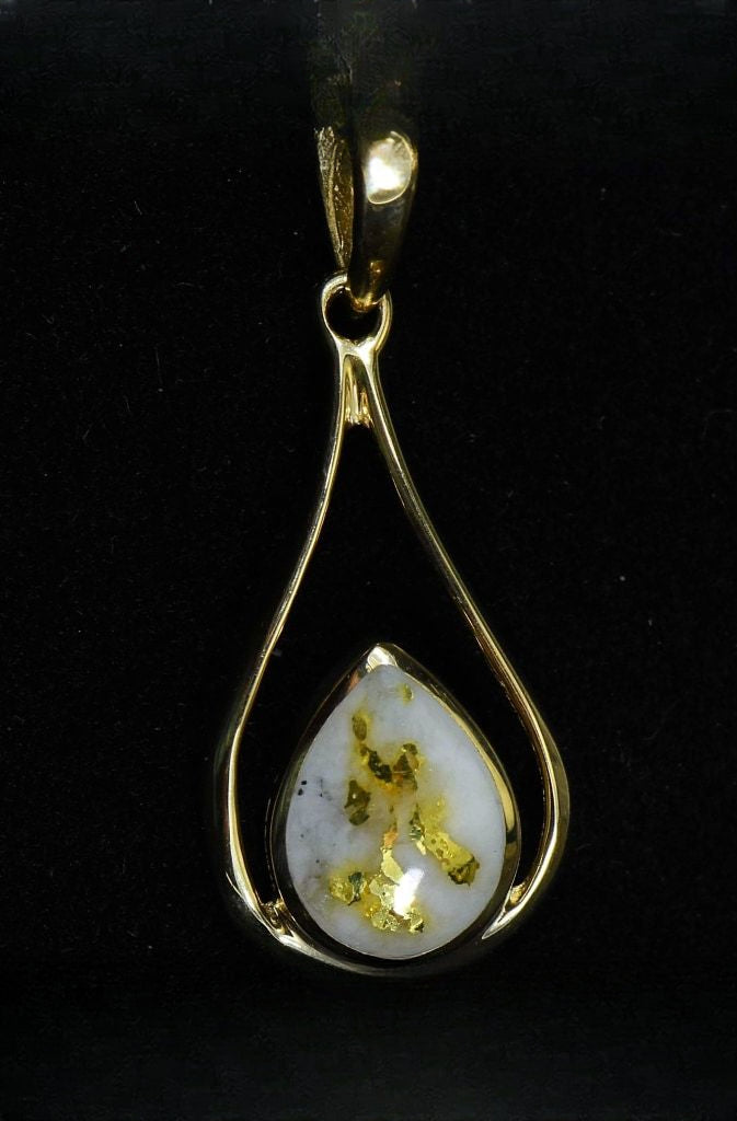 Gold Quartz Pendant "Orocal" PN869QX Genuine Hand Crafted Jewelry - 14K Gold Yellow Gold Casting
