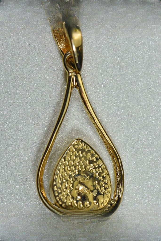 Gold Quartz Pendant "Orocal" PN869QX Genuine Hand Crafted Jewelry - 14K Gold Yellow Gold Casting