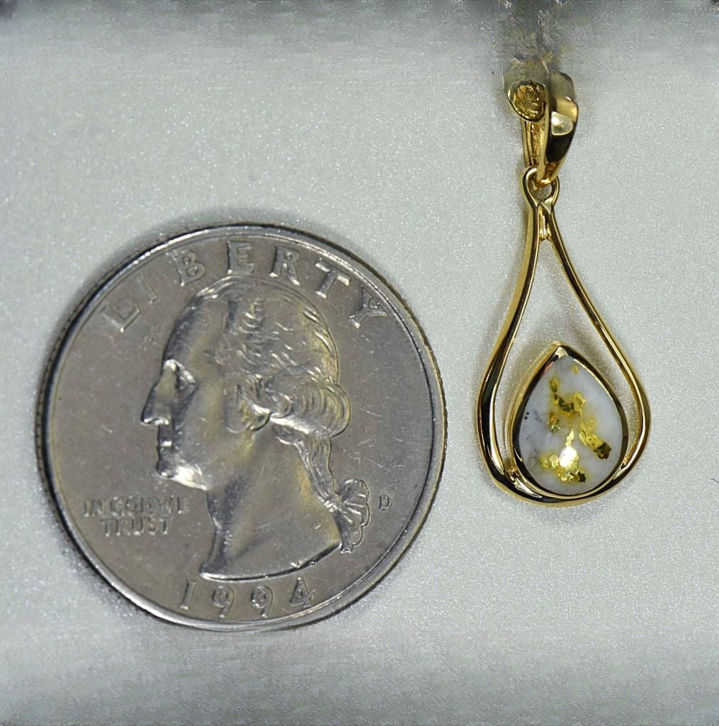Gold Quartz Pendant "Orocal" PN869QX Genuine Hand Crafted Jewelry - 14K Gold Yellow Gold Casting