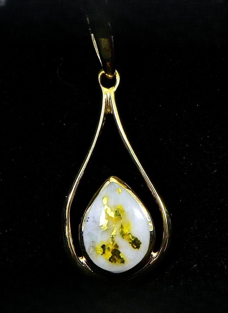 Gold Quartz Pendant "Orocal" PN869QX Genuine Hand Crafted Jewelry - 14K Gold Yellow Gold Casting