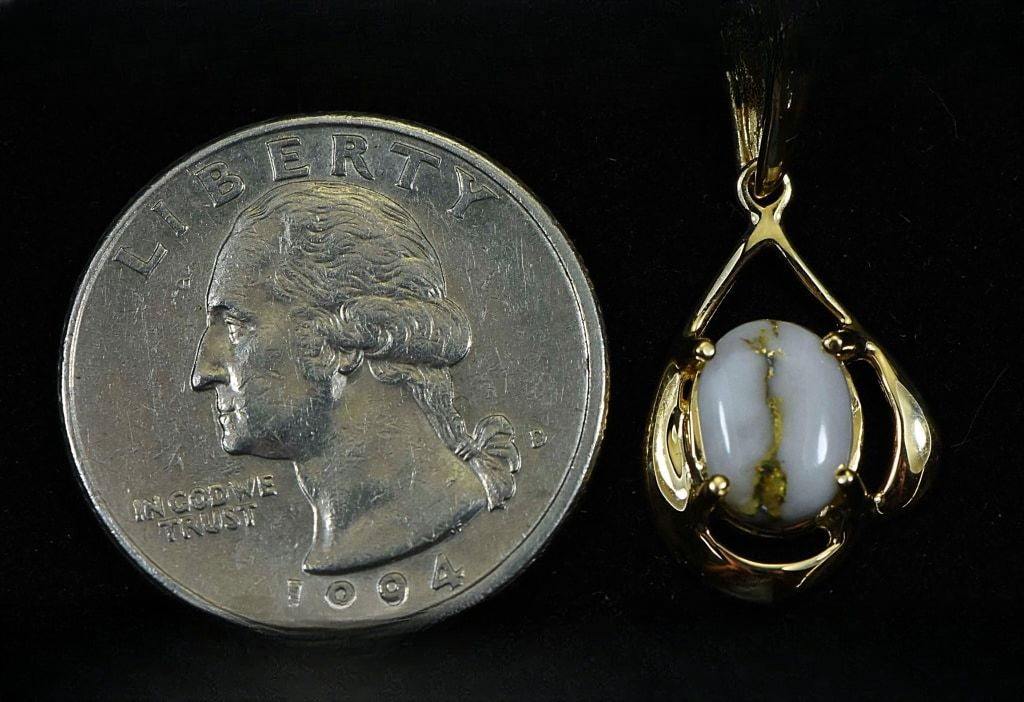 Gold Quartz Pendant "Orocal" PN870QX Genuine Hand Crafted Jewelry - 14K Gold Yellow Gold Casting