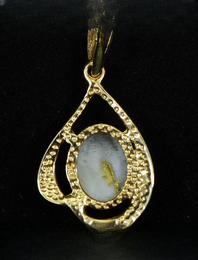Gold Quartz Pendant "Orocal" PN870QX Genuine Hand Crafted Jewelry - 14K Gold Yellow Gold Casting