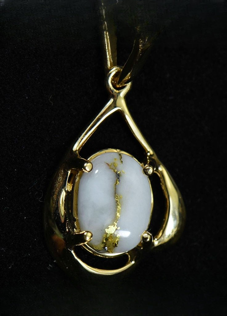 Gold Quartz Pendant "Orocal" PN870QX Genuine Hand Crafted Jewelry - 14K Gold Yellow Gold Casting