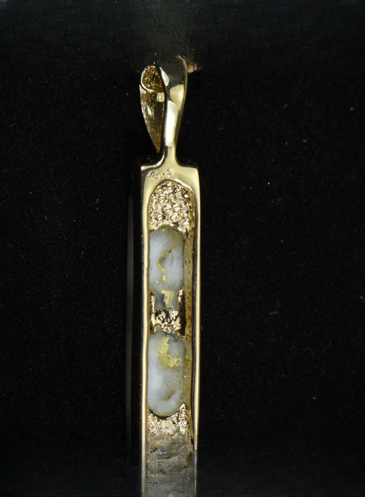 Gold Quartz Pendant "Orocal" PN894MDQ Genuine Hand Crafted Jewelry - 14K Gold Yellow Gold Casting