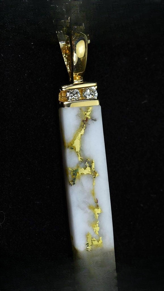 Gold Quartz Pendant "Orocal" PN894MDQ Genuine Hand Crafted Jewelry - 14K Gold Yellow Gold Casting