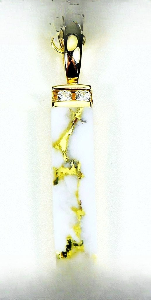 Gold Quartz Pendant "Orocal" PN894MDQ Genuine Hand Crafted Jewelry - 14K Gold Yellow Gold Casting