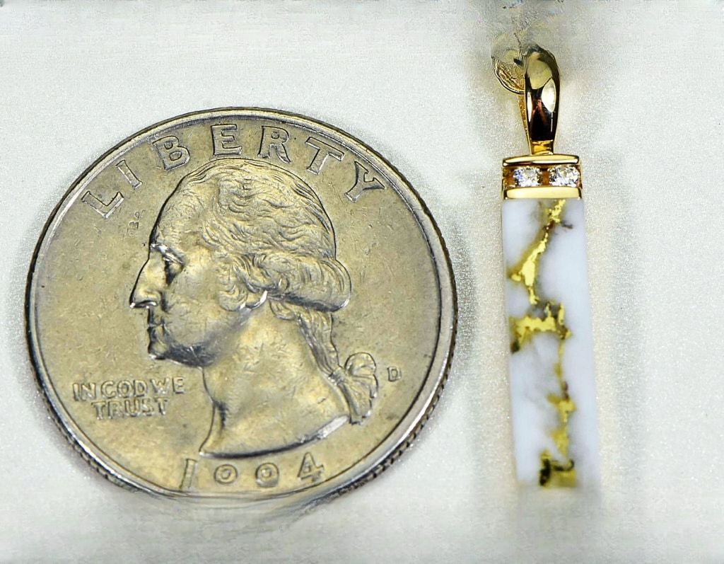 Gold Quartz Pendant "Orocal" PN894MDQ Genuine Hand Crafted Jewelry - 14K Gold Yellow Gold Casting
