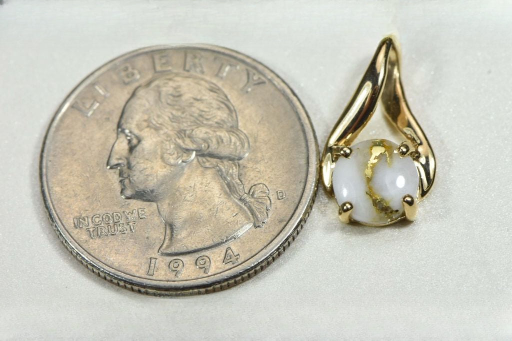 Gold Quartz Pendant "Orocal" PN895Q Genuine Hand Crafted Jewelry - 14K Gold Yellow Gold Casting