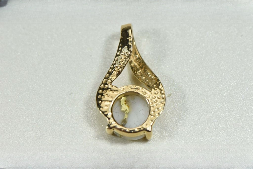 Gold Quartz Pendant "Orocal" PN895Q Genuine Hand Crafted Jewelry - 14K Gold Yellow Gold Casting