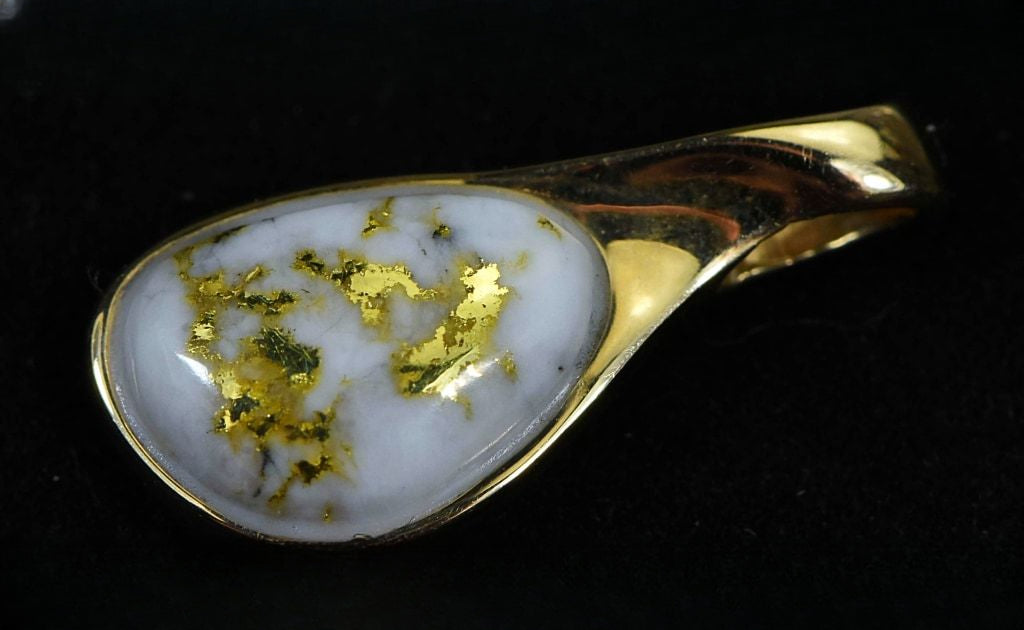 Gold Quartz Pendant "Orocal" PSC104QX Genuine Hand Crafted Jewelry - 14K Gold Yellow Gold Casting
