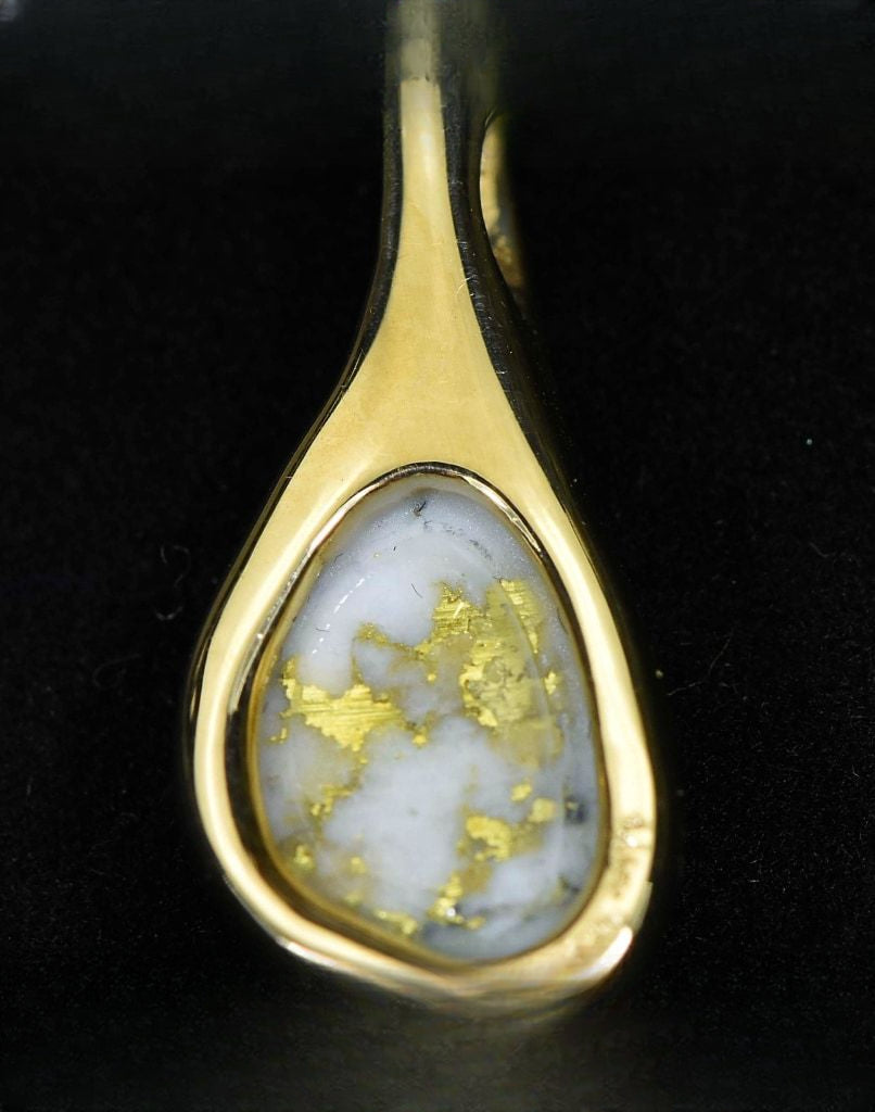 Gold Quartz Pendant "Orocal" PSC104QX Genuine Hand Crafted Jewelry - 14K Gold Yellow Gold Casting