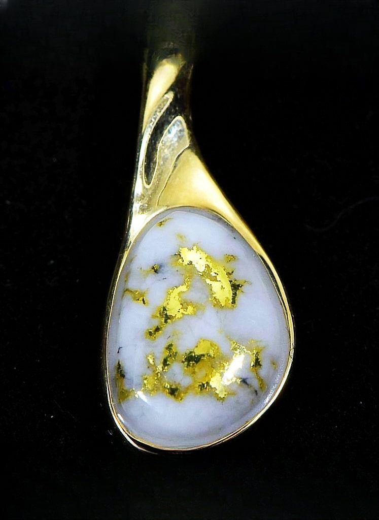 Gold Quartz Pendant "Orocal" PSC104QX Genuine Hand Crafted Jewelry - 14K Gold Yellow Gold Casting