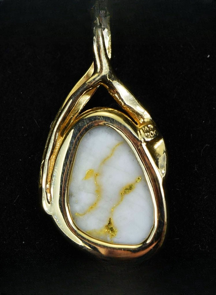 Gold Quartz Pendant "Orocal" PSC129NQX Genuine Hand Crafted Jewelry - 14K Gold Yellow Gold Casting