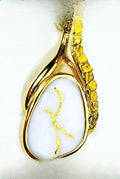 Gold Quartz Pendant "Orocal" PSC129NQX Genuine Hand Crafted Jewelry - 14K Gold Yellow Gold Casting