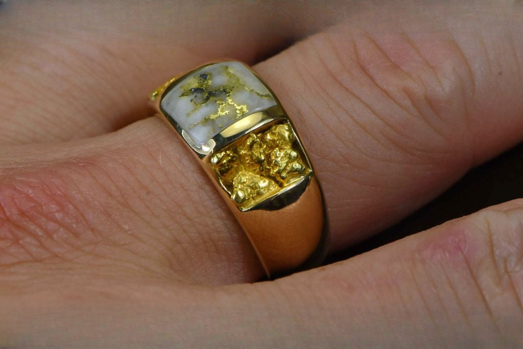 Gold Quartz Ring Mens "Orocal" RM1088NQ Genuine Hand Crafted Jewelry - 14K Gold Yellow Gold Casting