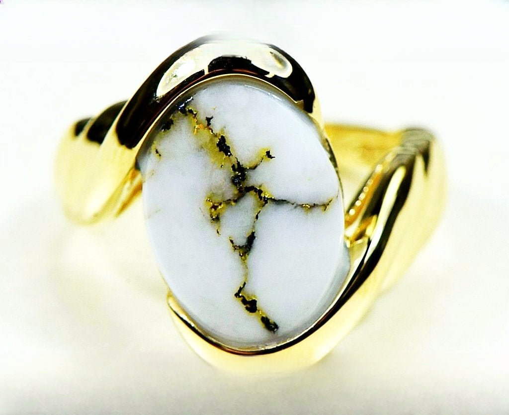 Gold Quartz Ring "Orocal" RL1002Q Genuine Hand Crafted Jewelry - 14K Gold Casting