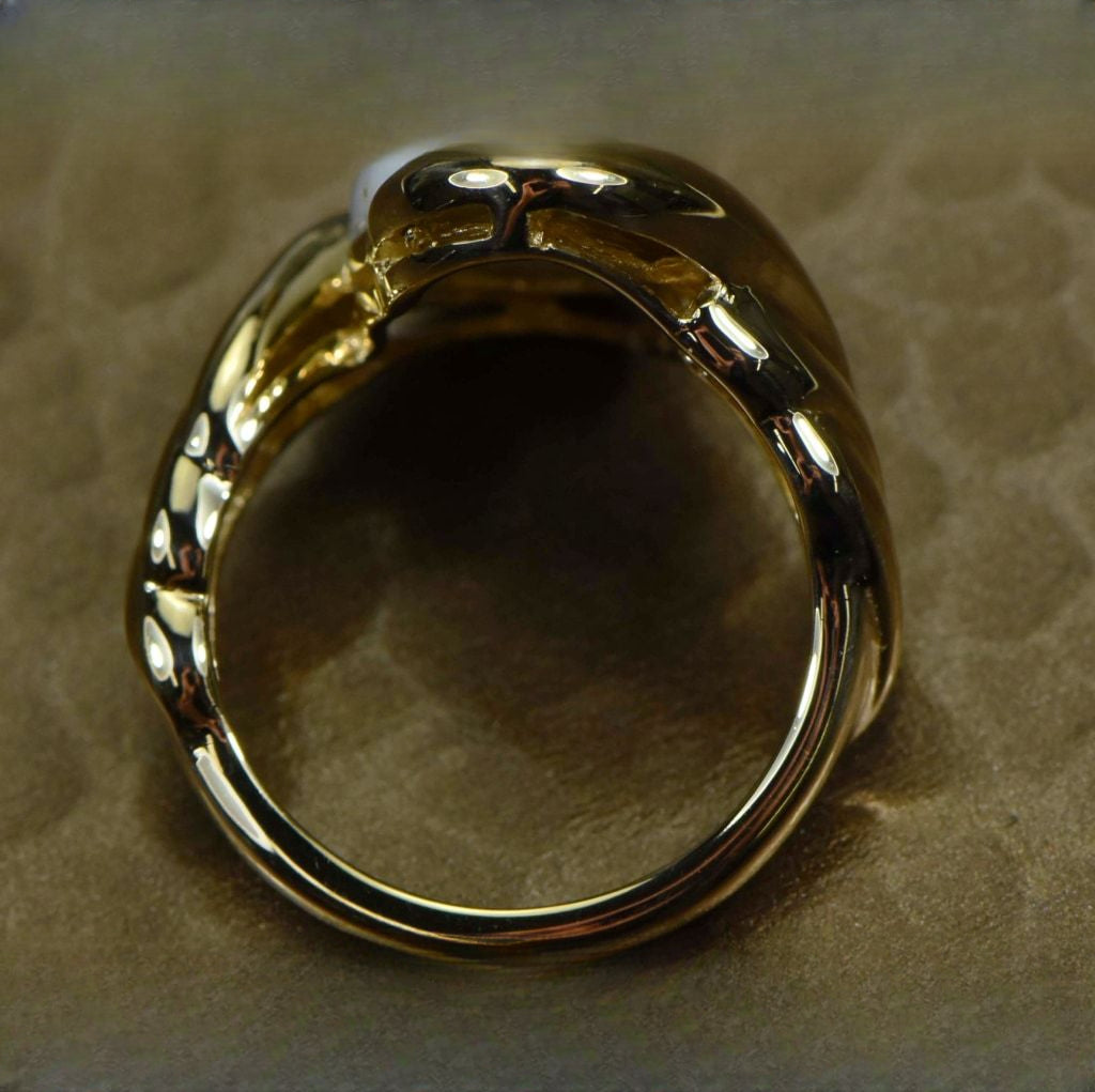 Gold Quartz Ring "Orocal" RL1002Q Genuine Hand Crafted Jewelry - 14K Gold Casting