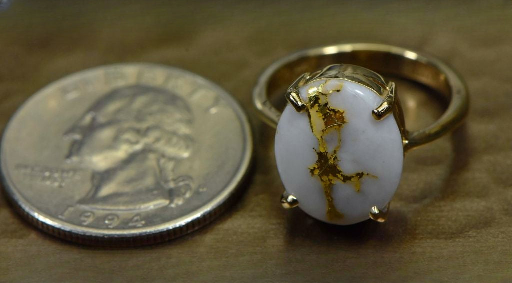 Gold Quartz Ring "Orocal" RL1007Q Genuine Hand Crafted Jewelry - 14K Gold Casting