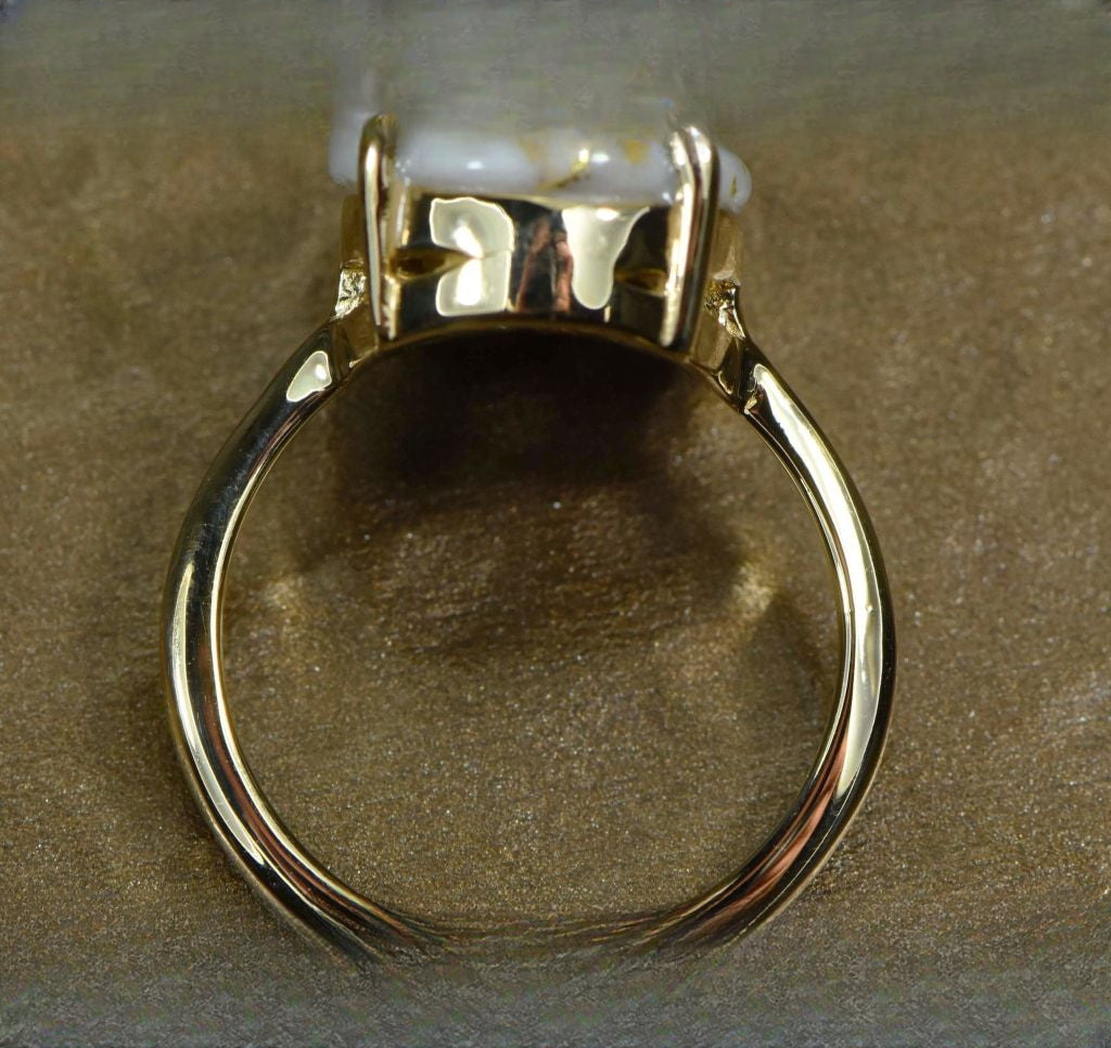 Gold Quartz Ring "Orocal" RL1007Q Genuine Hand Crafted Jewelry - 14K Gold Casting