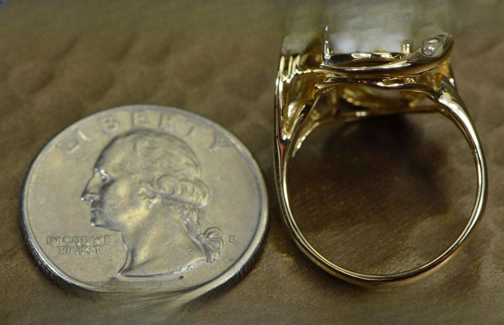 Gold Quartz Ring "Orocal" RL1028DQ Genuine Hand Crafted Jewelry - 14K Gold Casting