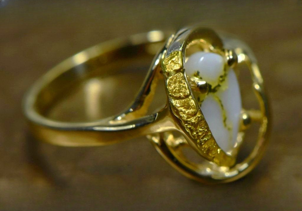 Gold Quartz Ring "Orocal" RL1043NQ Genuine Hand Crafted Jewelry - 14K Gold Casting