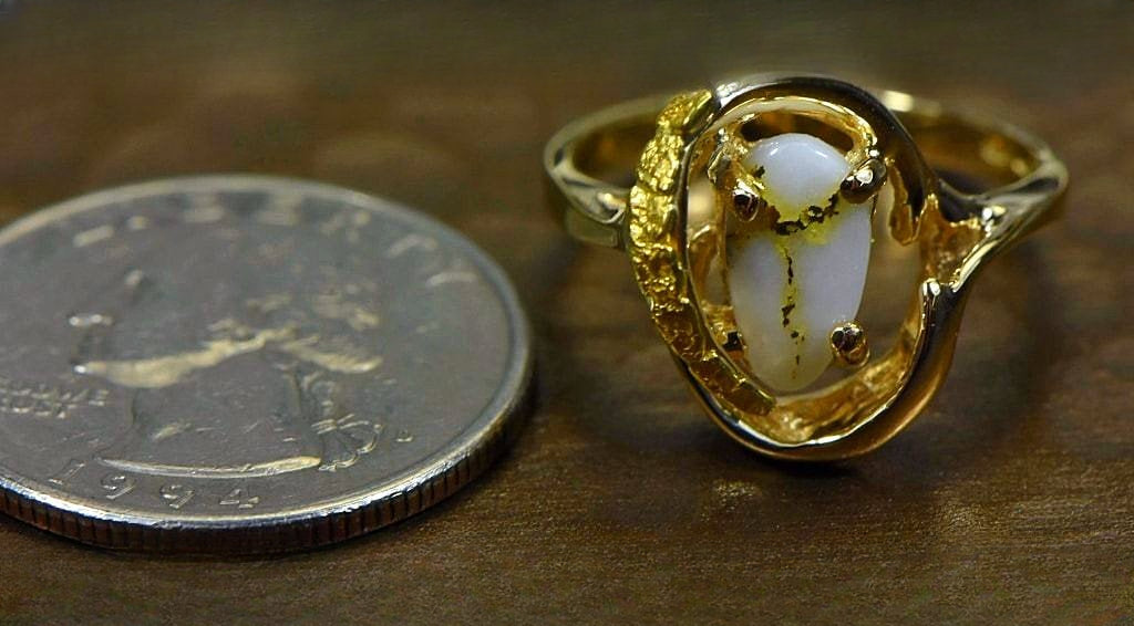 Gold Quartz Ring "Orocal" RL1043NQ Genuine Hand Crafted Jewelry - 14K Gold Casting