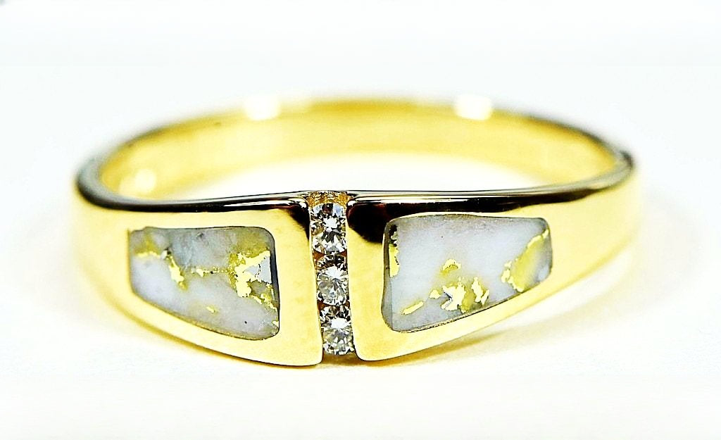 Gold Quartz Ring "Orocal" RL1057DQ Genuine Hand Crafted Jewelry - 14K Gold Casting